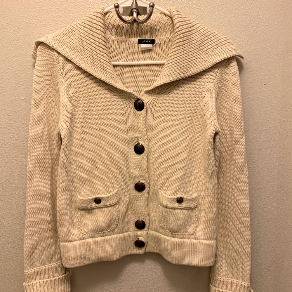 J Crew cream cardigan sweater. GUC. Small